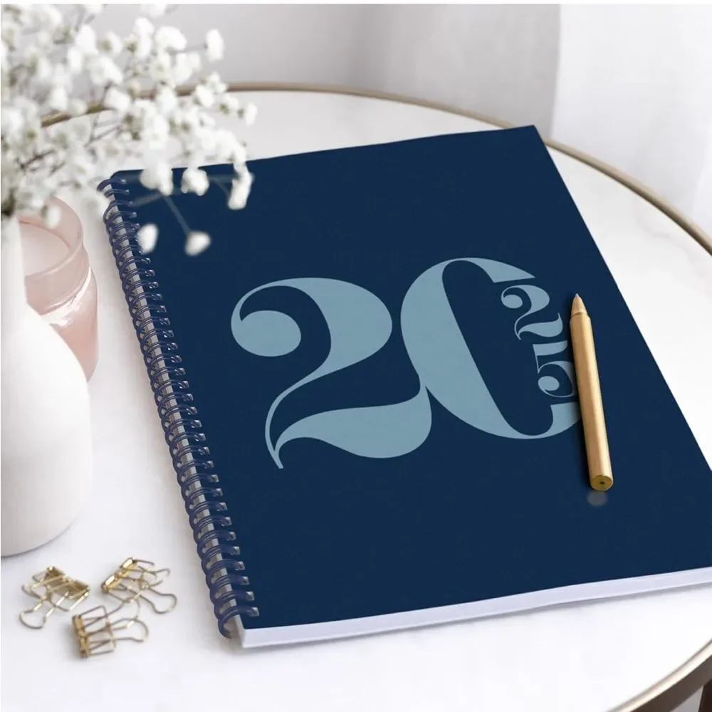2025 Weekly Planner Annual & Monthly Planner Flexible Cover, Note Pages, Blue